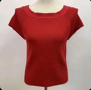 Nine & Company Women's Knit Top Large Scarlet Red Ribbed